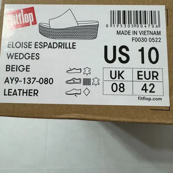 FitFlop NWB Sz 10 Beige  Eloise Espadrille Leather Wedge Slide - Picture 4 of 10